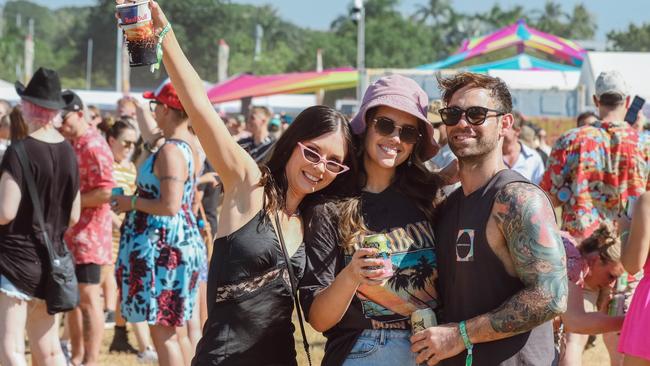Sydney Ryan, Lisa Puglisi and Luke MacDonald at BASSINTHEGRASS 2021. Picture: Glenn Campbell