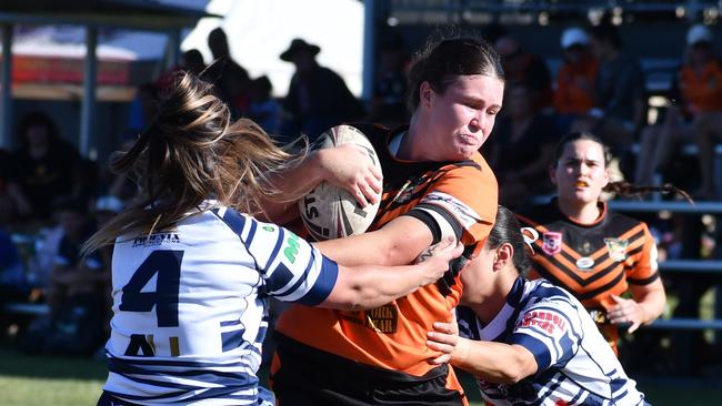 The Herbert River Crushers Women’s team drew 20-20 with Townsville Brothers in a hard-fought contest in Ingham on Saturday. Picture: Cameron Bates