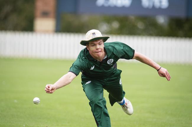 Christian Alexander fields for Brisbane Boys College (BBC) against Toowoomba Grammar School (TGS) in round 1. Picture: Kevin Farmer