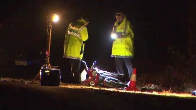 Police at the scene of Thursday’s fatal motorcycle accident. Photo: Nine News Adelaide