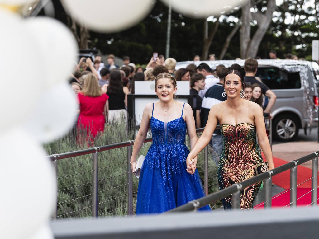 Marnie Dregmans (left) and Jade Gaske at Centenary Heights State High School formal at Picnic Point, Friday, November 15, 2024. Picture: Kevin Farmer