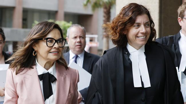 Lisa Wilkinson, left, and defamation lawyer Sue Chrysanthou SC arrive at Federal Court in Sydney. Picture: NCA NewsWire/Dylan Coker