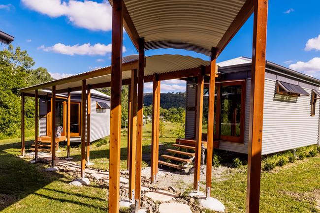 The Mount Jukes Eco Resort, built from scratch by yoga aficionado David Deakin, holds glamping tents and a half-moon shaped house that face Mt Jukes and Mr Deakin says the â€œenergyâ€ of the property has to be experienced to be understood. Picture: Contributed