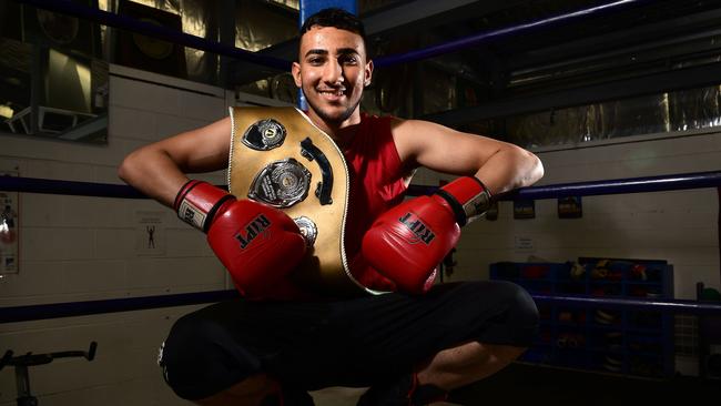 Ibrahim Ali fled the war-torn Iraqi city of Mosul and was later bullied at primary school in Australia before turning to boxing. He is now a state champion. Picture: Bianca De Marchi