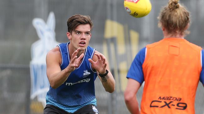 Young gun Jy Simpkin in action during the pre-season training session. Picture: Michael Klein