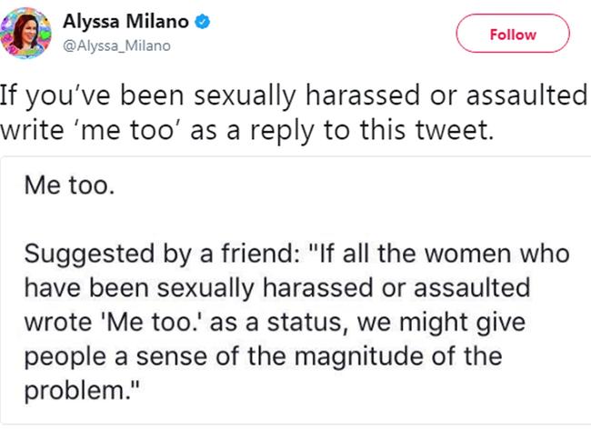 Alyssa Milano’s Me Too tweet.