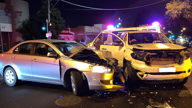 A woman who told police she knew she was over the limit has crashed in Richmond on Burnley St after blowing 0.150. Picture: Yarra Police