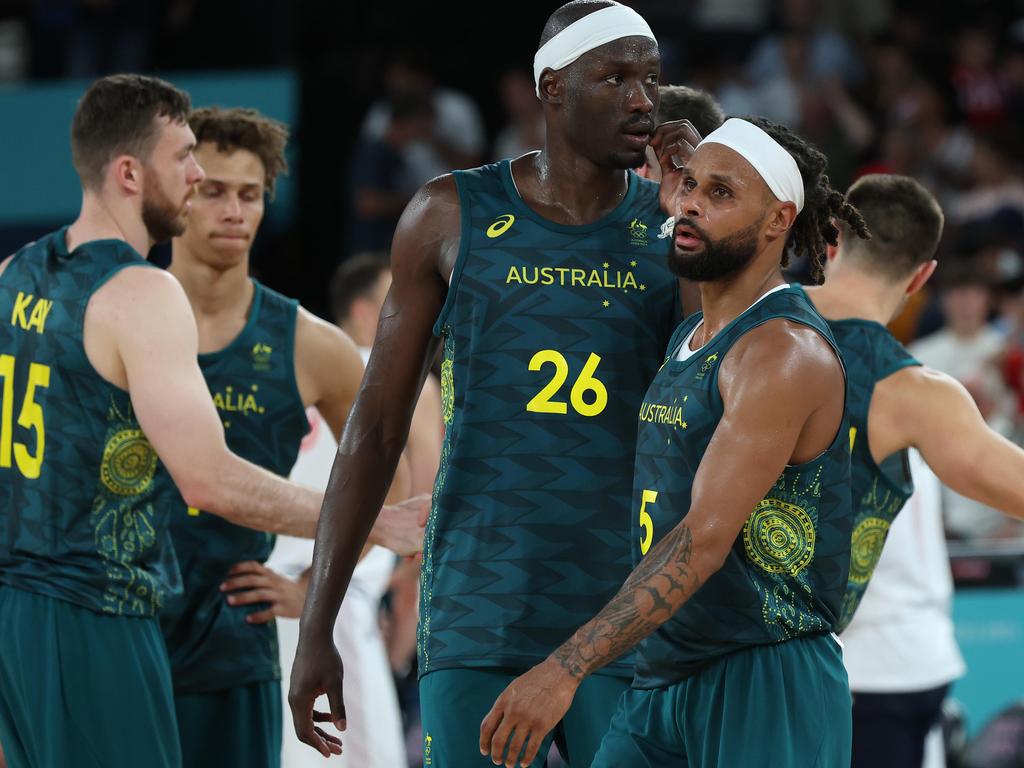 Patty Mills and the Boomers lost the tight men’s basketball final after giving up a 24-point lead against Serbia. Picture: Adam Head