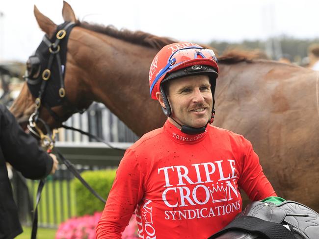 KEMBLA GRANGE, AUSTRALIA - NOVEMBER 20: Tommy Berry on Ranges returns to scale after winning race 4 the Elite Sand & Soil CG&E Benchmark 78 Handicap during Sydney Racing at Kembla Grange Racecourse on November 20, 2021 in Kembla Grange, Australia. (Photo by Mark Evans/Getty Images)