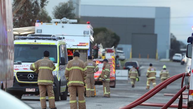 Firefighters at the scene on Thursday morning. Picture: David Crosling