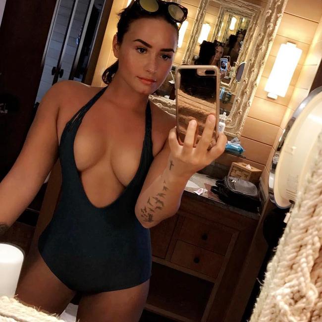 Demi Lovato shows off her curves in a plunging swimsuit ... “Why not?” Picture: @ddlovato/instagram