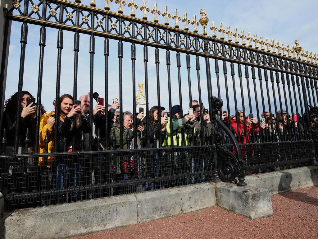 Royal fans outside Buckingham Palace after the announcement of the royal birth. Picture: Getty Images