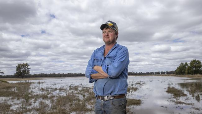 Farmer Tom Green on his flood impacted property on the outskirts of Forbes. Picture: Gary Ramage