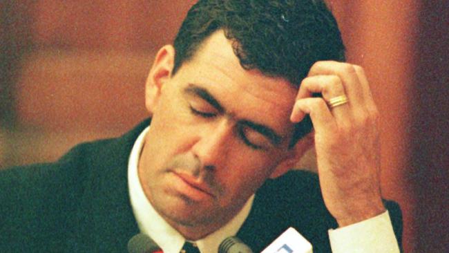 Former South African cricket captain Hansie Cronje testifies, in Cape Town, during the King Commission investigating his involvement in cricket match fixing in 2000.