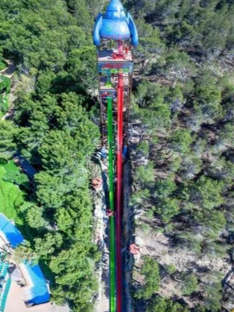 The mum-of-two was on the green VertiGO slide. Picture: Aqualandia Benidorm