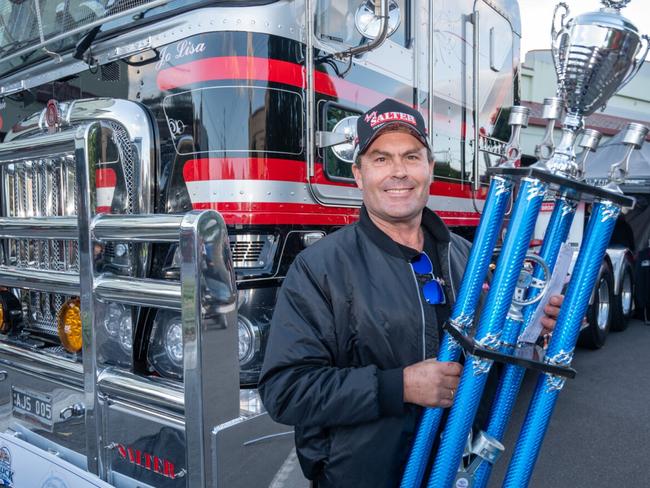 Andrew Salter of A&J Salter Oversize Transport & Pilot Service for their win of the Tiny Lollback Rig Of The Show with their Kenworth K200. Picture:  Adam Hourigan