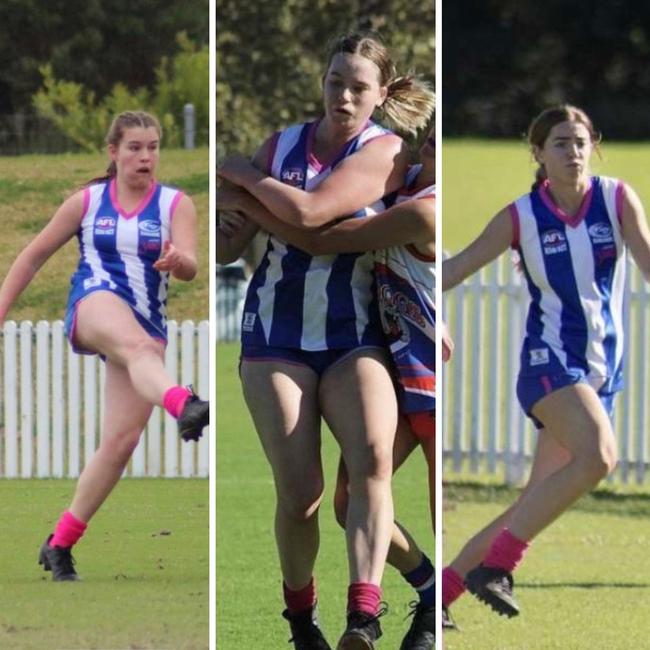 (Left to right) Amelia Martin, Grace Mewett and Demi Arthur of the Figtree Saints Women. Picture: Supplied