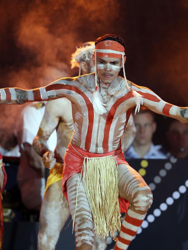 Welcome to country is performed at the Invictus Games Opening Ceremony. Picture: AP Photo/Kirsty Wigglesworth