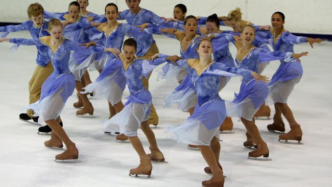 The Ice Magic Aust synchronised ice skating team training for Junior World Cup Challenge at Snowdome Ice Arena, Thebarton 21 Feb 2006.