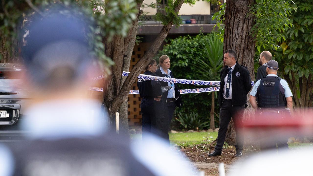 Police at the partment block on Union Road in Penrith. Picture: Brendan Read