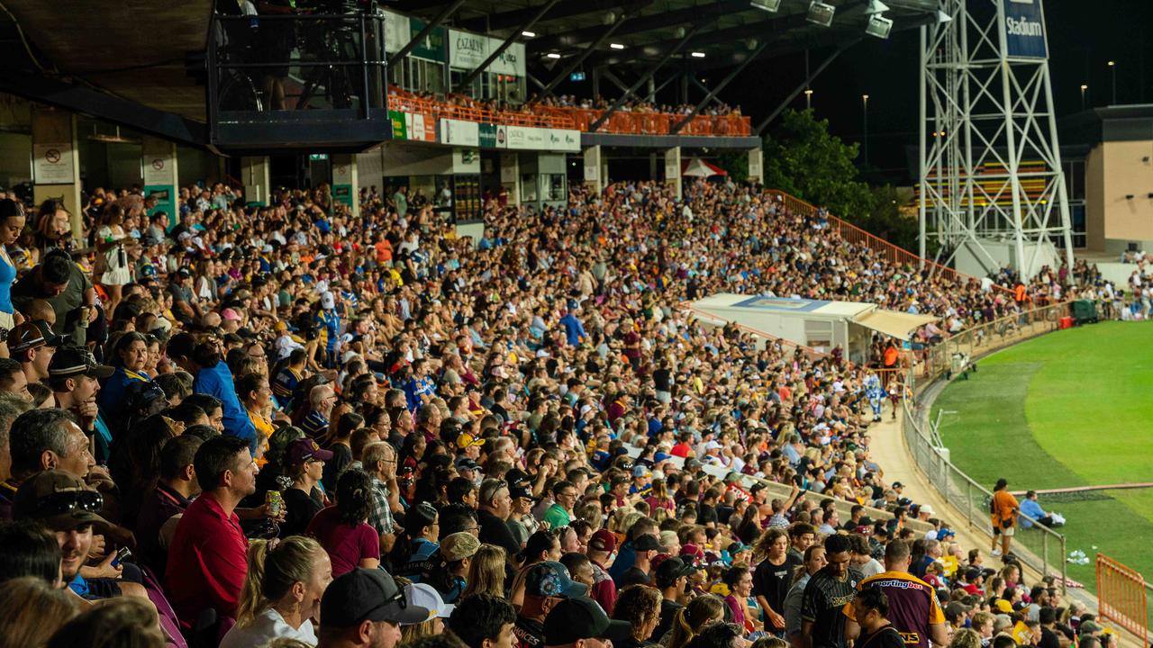 Fans swarmed to TIO Stadium for the blockbuster NRL match between Parramatta Eels and Brisbane Broncos in 2023. Picture: Pema Tamang Pakhrin