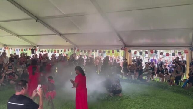 The smoking ceremony at the Darwin Waterfront for Australia Day 2023