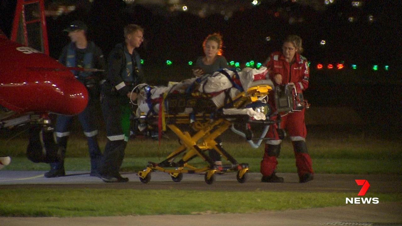 An 8-year-old boy and 6-year-old girl were also airlifted to the Women’s and Children’s Hospital with non-life-threatening injuries. Picture: 7 News