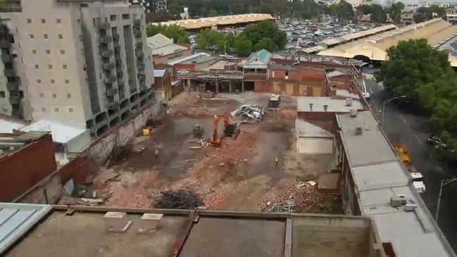 Timelapse of demolition before major development next to QVM