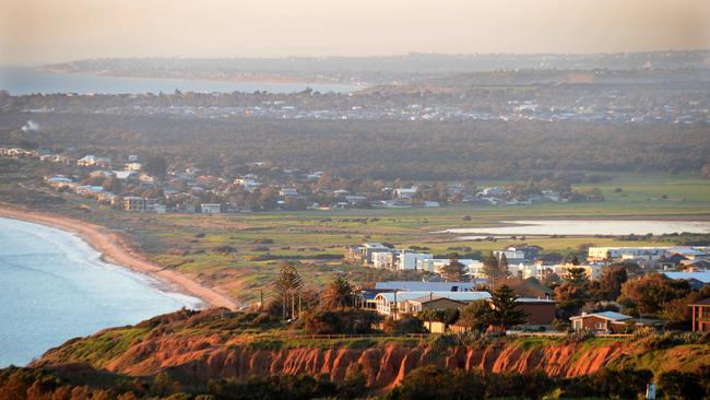 Housing in Adelaide’s southern suburbs, viewed from Sellicks Hill. Picture: Campbell Brodie.