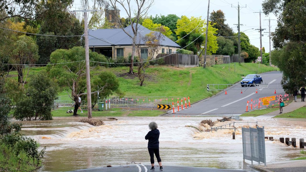 An overflowing Hovells Creek in Lara. Picture :Mark Wilson