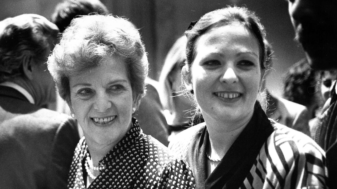 Hazel Hawke and daughter Rosslyn Hawke after Bob Hawke's election victory Melbourne in 1987