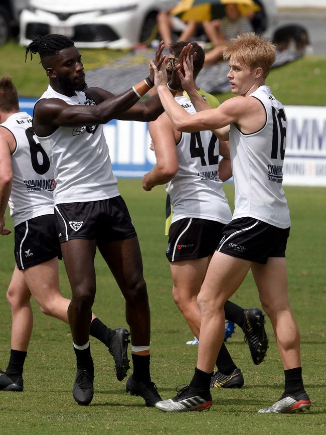 A NEAFL practice game from March between Southport Sharks and Redland at Fankhauser Reserve..(Photo Steve Holland)