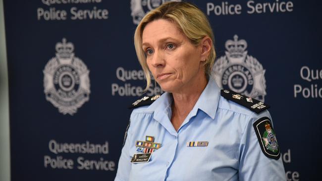 Queensland Police Acting Inspector Michelle Piket speaking about a police involved shooting at Arundel, March 6, 2025. Picture: Alex Treacy