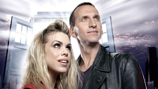 Christopher Eccleston as Dr Who and Billie Piper as his companion Rose, with the Tardis in Dr Who. Picture: BBC.