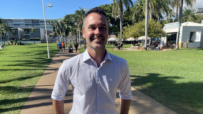 LNP Townsville candidate Adam Baillie at The Strand in North Ward.