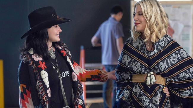 Shannen Doherty and Tori Spelling in the BH90210 "Reunion" series. Picture: Supplied/Shane Harvey