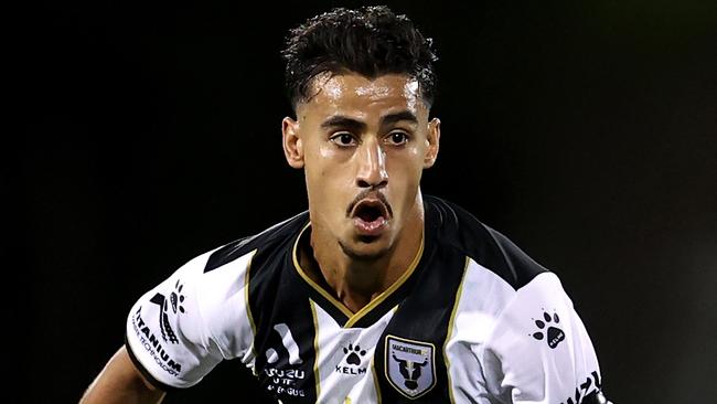 SYDNEY, AUSTRALIA - JANUARY 13: Daniel Arzani of the Bulls controls the ball during the round 12 A-League Men's match between Macarthur FC and Central Coast Mariners at Campbelltown Stadium, on January 13, 2023, in Sydney, Australia. (Photo by Brendon Thorne/Getty Images)