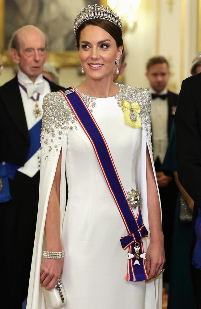 The Princess of Wales was a vision in an embroidered white cape gown. Picture: Chris Jackson/Getty Images