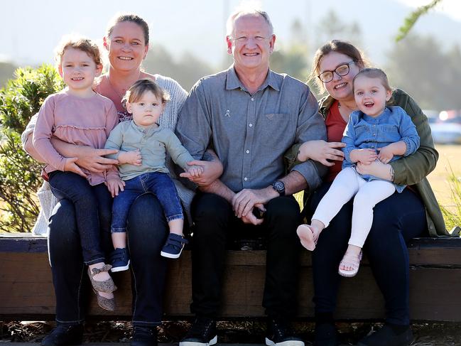 Retired police officer Don Stewart with Anita Heit, daughter Zoe and Zoe’s children. Picture: Nathan Edwards