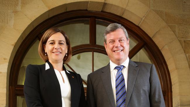 New Opposition Leader Tim Nicholls and deputy Deb Frecklington, Parliament House, Brisbane. Photo: Liam Kidston