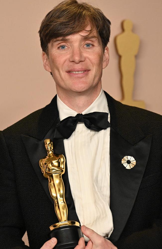 Irish actor Cillian Murphy poses in the press room with the Oscar for Best Actor in a Leading Role for "Oppenheimer". Picture: AFP