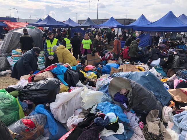 A distribution point for displaced Ukrainians in Poland. Picture: Charles Miranda