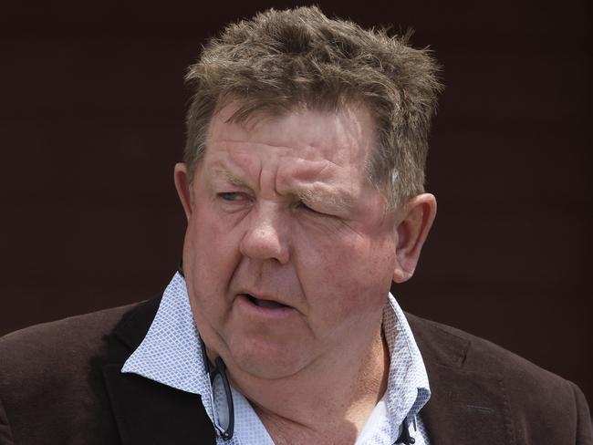 NEWCASTLE, AUSTRALIA - NOVEMBER 13: Trainer Brett Cavanough looks on during Sydney Racing at Newcastle Racecourse on November 13, 2021 in Newcastle, Australia. (Photo by Mark Evans/Getty Images)