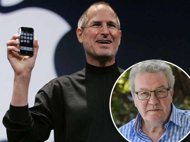 Steve Jobs unveils iPhone with Downer inset