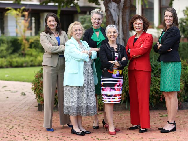 CANBERRA, AUSTRALIA NewsWire Photos MARCH, 26 2021: All female National MPs and senators, plus new party president Kay Hull, to talk about what can be done to get more conservative women into parliament.L-R: Susan McDonald, Michelle Landry, Kay Hull (new Nats president) Bridget McKenzie, Anne Webster and Perrin Davey.Picture: NCA NewsWire / Gary Ramage