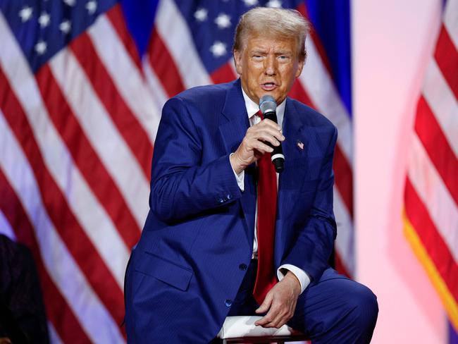 Former US President and 2024 Republican presidential candidate Donald Trump speaks during a town hall meeting in La Crosse, Wisconsin. Picture: Getty