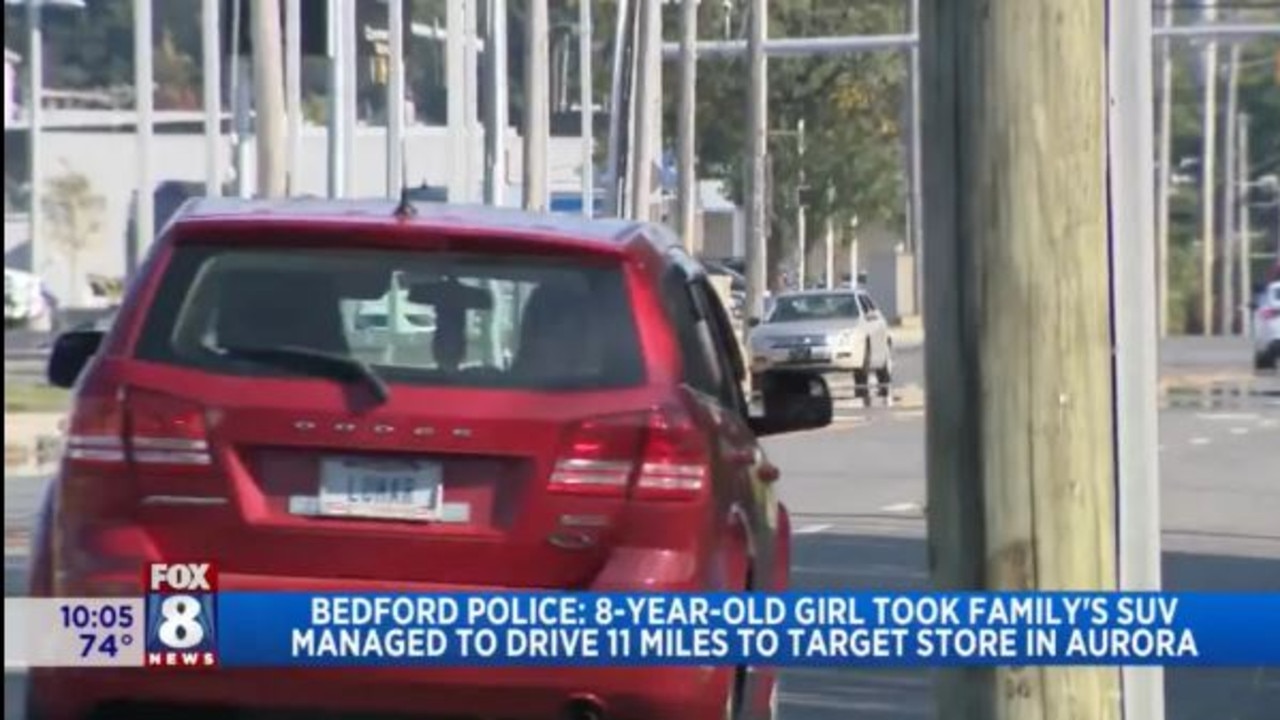 The little girl stole her mum’s SUV and drove it 21 kilometres away so she could shop at Target. Picture: FOX8 WJW