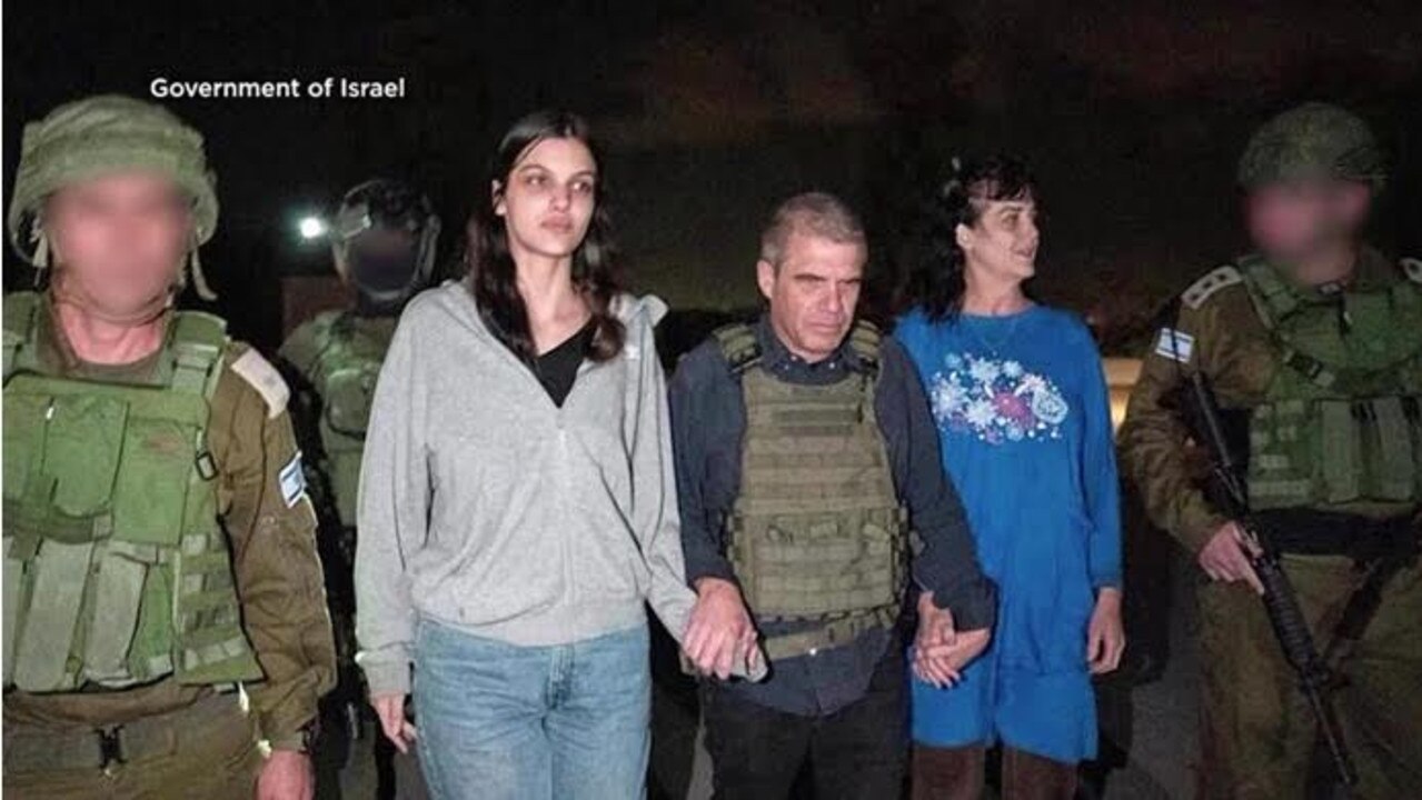 Natalie Shoshana Raanan and Judith Tai Raanan after being held hostage and later released by Hamas. Picture: AFP