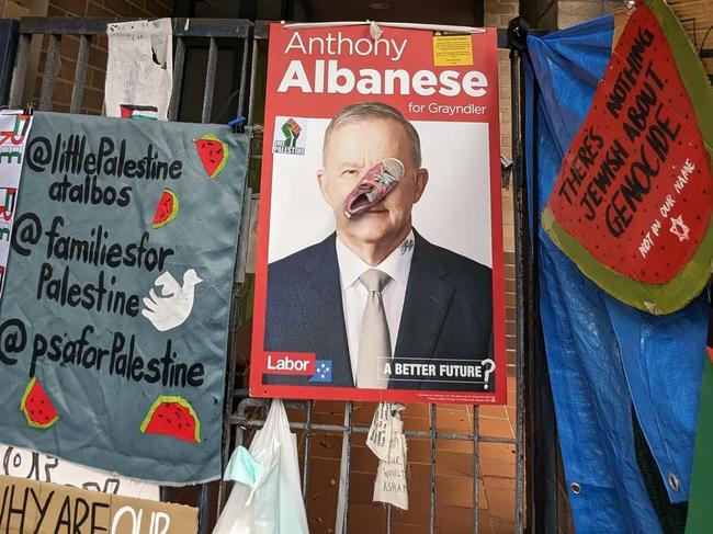A Pro-Palestine protest outside the Marrickville electoral office of Prime Minister Anthony Albanese in March, 2024. Picture: X