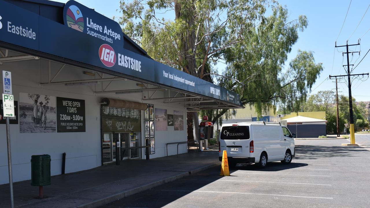 Eastside IGA was shut on Thursday morning with a cleaning company van parked out front. Picture: Lee Robinson.